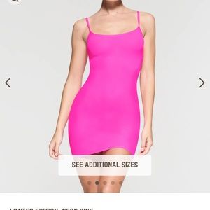NWT SKIMS pink slip neon pink dress